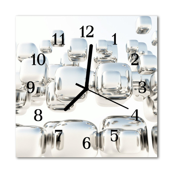 Glass Kitchen Clock 3d cube art white, grey