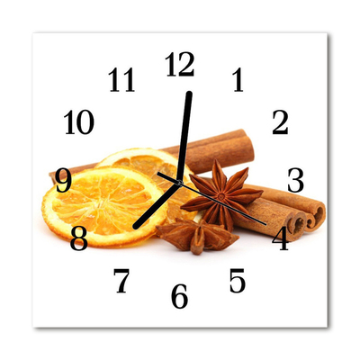 Glass Kitchen Clock Vanilla lemon food and drinks brown, yellow