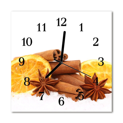 Glass Kitchen Clock Vanilla lemon food and drinks brown, yellow