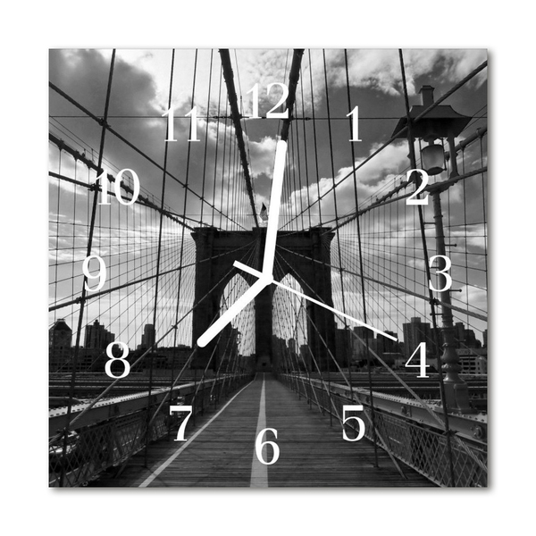 Glass Kitchen Clock Bridge city grey