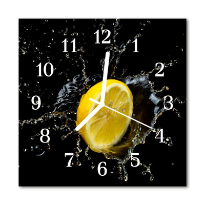 Glass Kitchen Clock Lemon fruit yellow