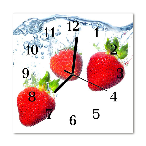 Glass Kitchen Clock Strawberries fruit red