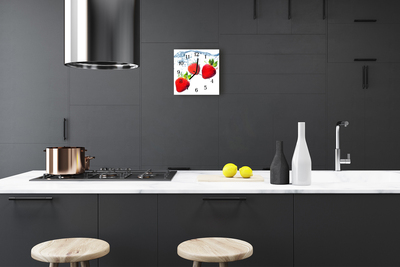 Glass Kitchen Clock Strawberries fruit red