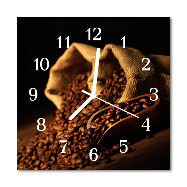 Glass Kitchen Clock Coffee beans food and drinks brown