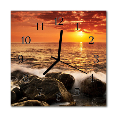 Glass Kitchen Clock Sunset nature orange