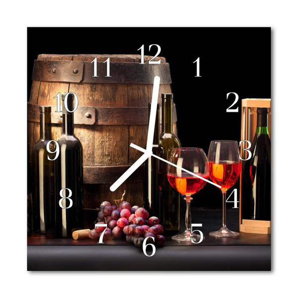 Glass Kitchen Clock Wine barrel food and drinks brown