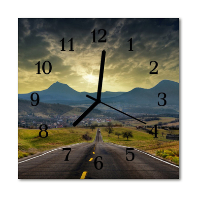 Glass Kitchen Clock Way mountains way mountains grey