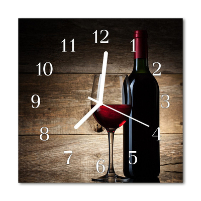 Glass Kitchen Clock Wine food and drinks red