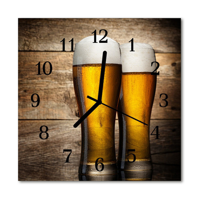 Glass Kitchen Clock Beer food and drinks yellow