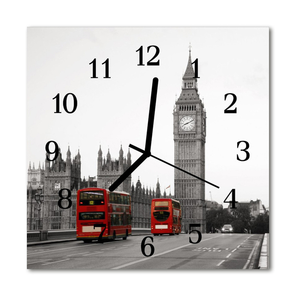 Glass Kitchen Clock London beverages red