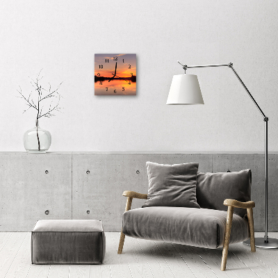 Glass Kitchen Clock Sunset nature orange