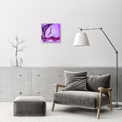 Glass Kitchen Clock Abstract art purple