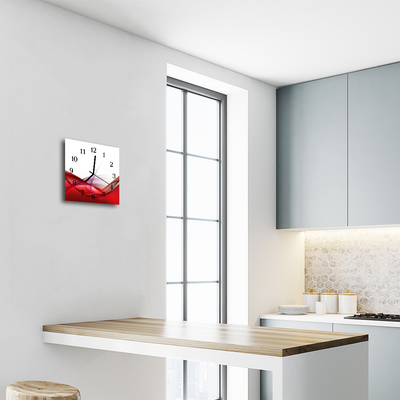 Glass Kitchen Clock Abstract art red