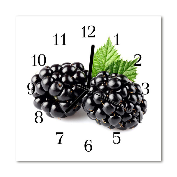 Glass Kitchen Clock Blackberries blackberries black