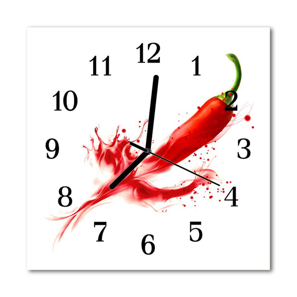 Glass Kitchen Clock Chili pepper chili pepper red