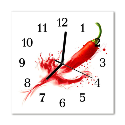 Glass Kitchen Clock Chili pepper chili pepper red