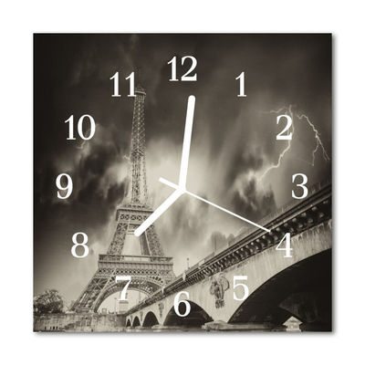 Glass Kitchen Clock Paris towns grey