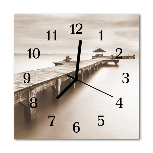 Glass Kitchen Clock Wooden bridge architecture grey