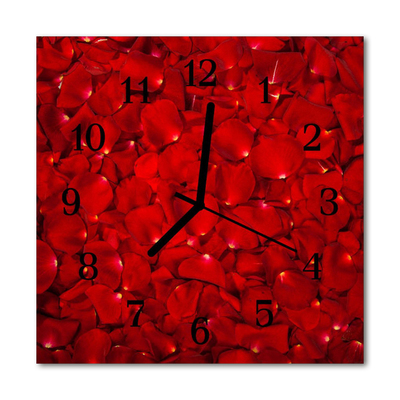 Glass Kitchen Clock Rose petals blossoms red