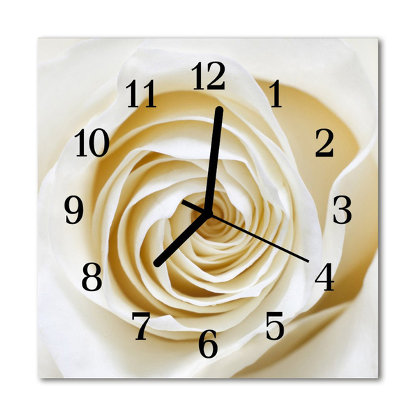 Glass Kitchen Clock Rose flowers white