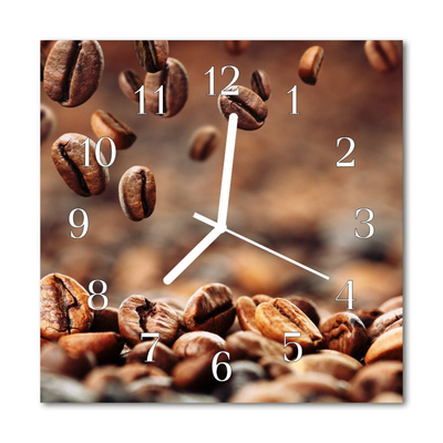 Glass Kitchen Clock Coffee beans food and drinks brown