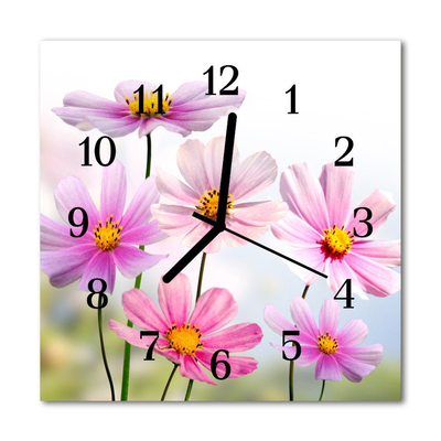 Glass Kitchen Clock Flowers flowers pink