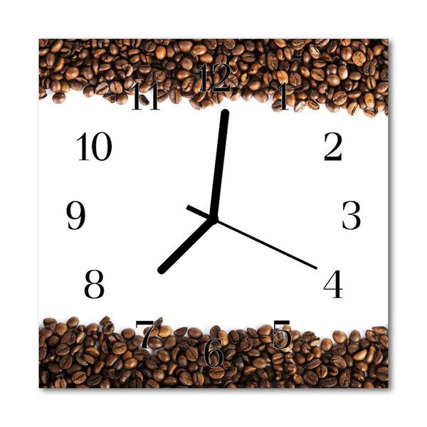 Glass Kitchen Clock Coffee beans food and drinks brown