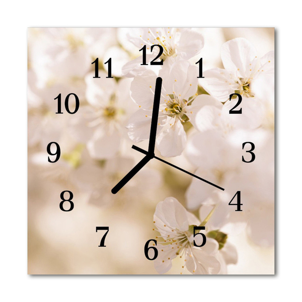 Glass Kitchen Clock Flowers flowers white