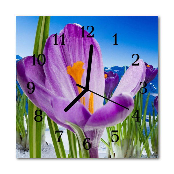 Glass Kitchen Clock Spring nature purple