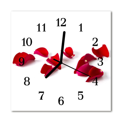 Glass Kitchen Clock Rose petals blossoms red
