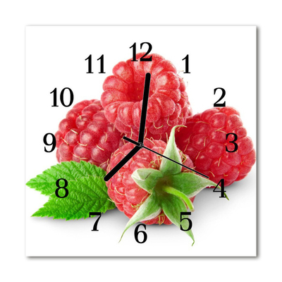 Glass Kitchen Clock Raspberries fruit pink