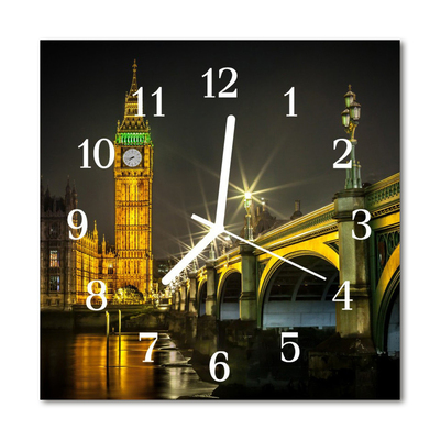 Glass Kitchen Clock London beverages yellow