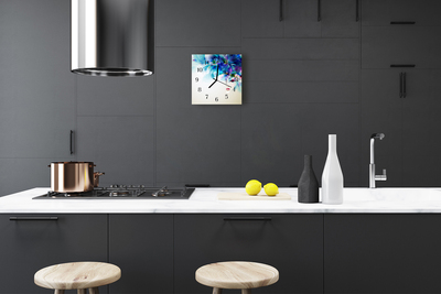 Glass Kitchen Clock Abstract abstract art blue