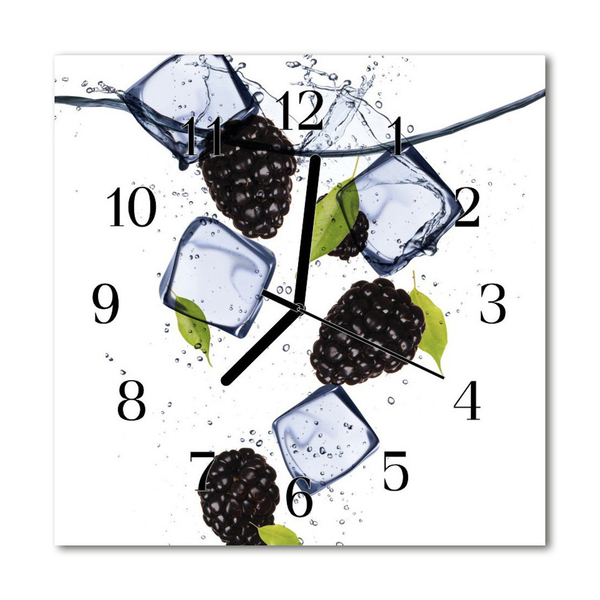 Glass Kitchen Clock Blackberries blackberries black