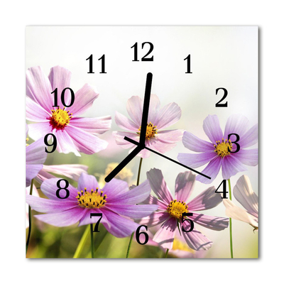 Glass Kitchen Clock Flowers flowers multi-coloured