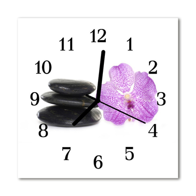 Glass Kitchen Clock Stones stones black