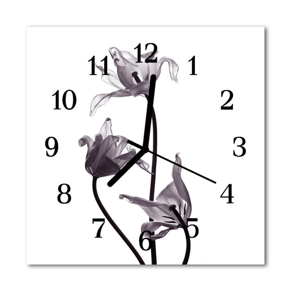 Glass Kitchen Clock Flowers flowers grey