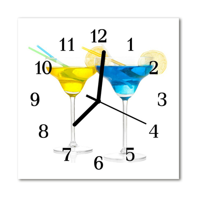 Glass Kitchen Clock Cocktail food and drinks multi-coloured