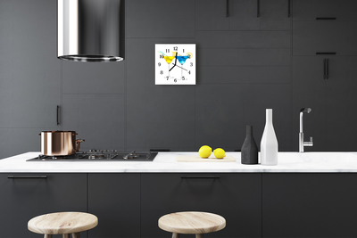 Glass Kitchen Clock Cocktail food and drinks multi-coloured