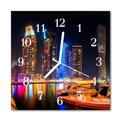 Glass Wall Clock Skyline beverages multi-coloured