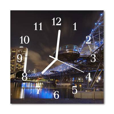 Glass Wall Clock Night night blue