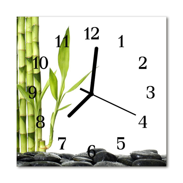 Glass Wall Clock Bamboo bamboo green