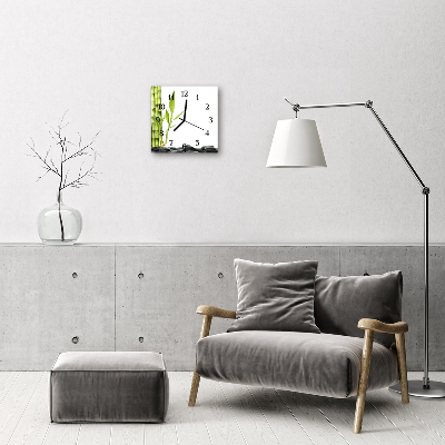 Glass Wall Clock Bamboo bamboo green