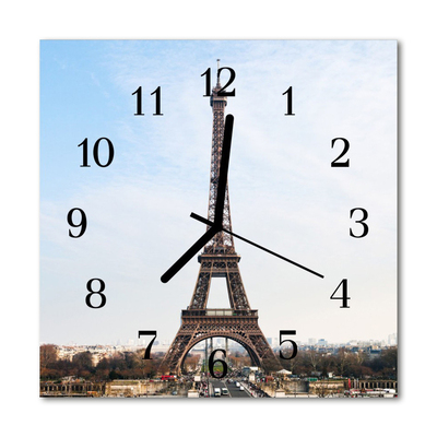 Glass Wall Clock Eiffel tower architecture brown