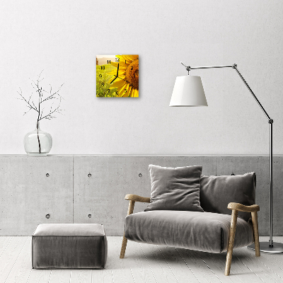 Glass Wall Clock Sunflower nature yellow