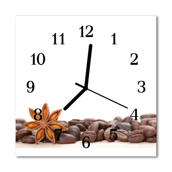 Glass Wall Clock Coffee beans food and drinks brown