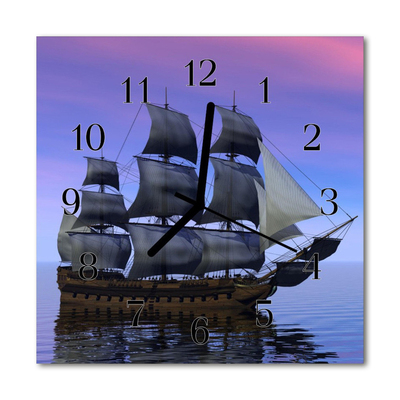 Glass Wall Clock Sailing sailing brown