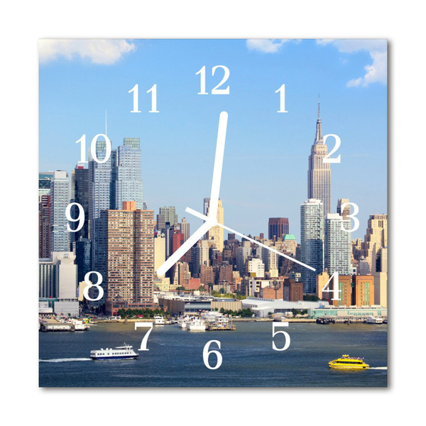 Glass Wall Clock Skyline beverages multi-coloured