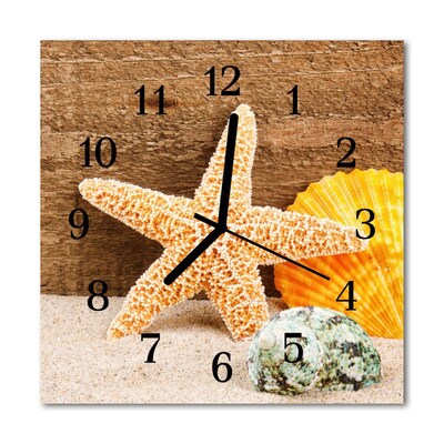 Glass Wall Clock Starfish animals orange