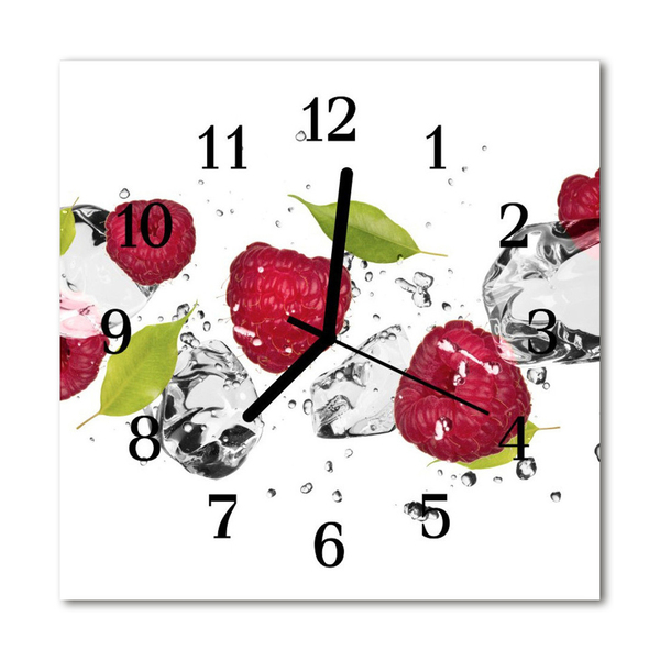 Glass Wall Clock Raspberries fruit red